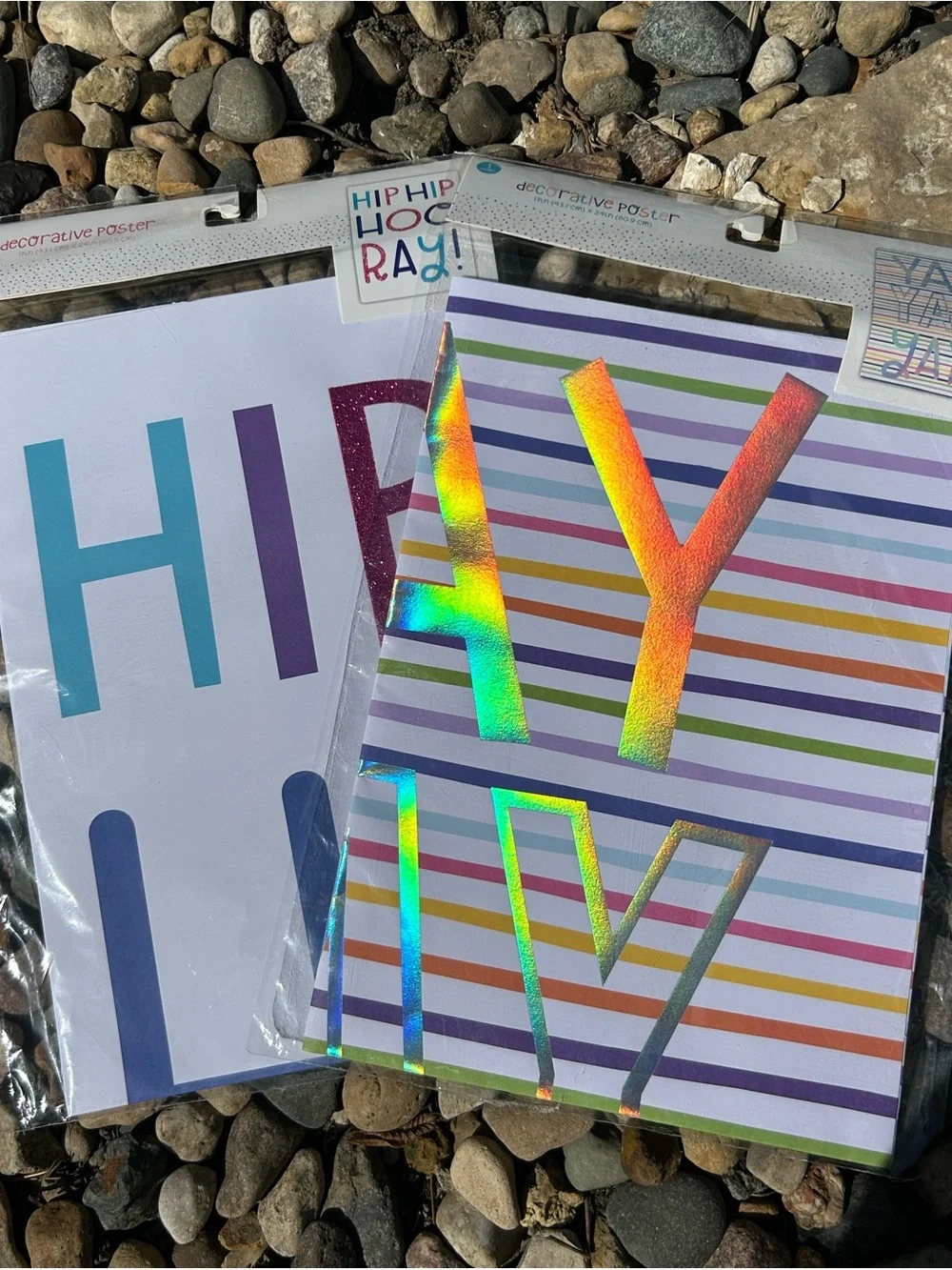 🩶5/$30 Set of 2 Decorative Posters Hip Hip Hooray & Yay Colorful Party Decor